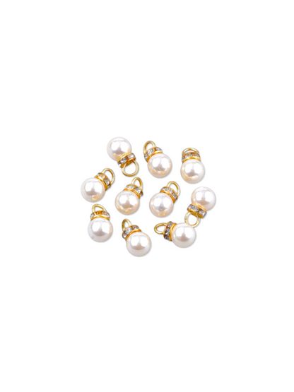 Gold Pearl and Rhinestone Collared Charm
