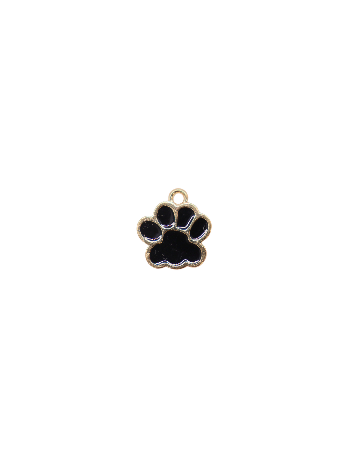 * Gold & Black Puppy Paw Print Charm