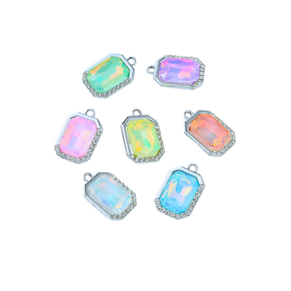 Front view of Silver Radiant Octagon Charms- Assorted