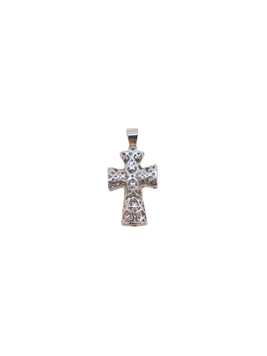 * Silver Carved Cross Charm