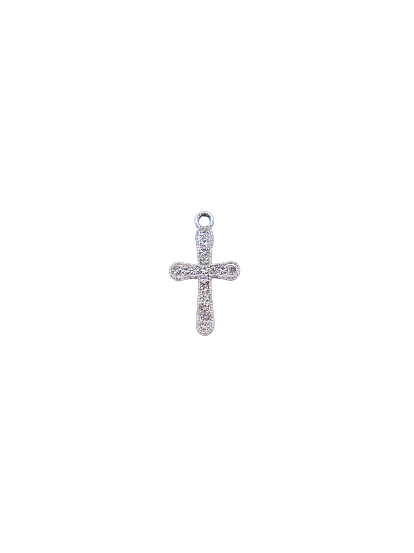 * Silver Crystal Cross Charm