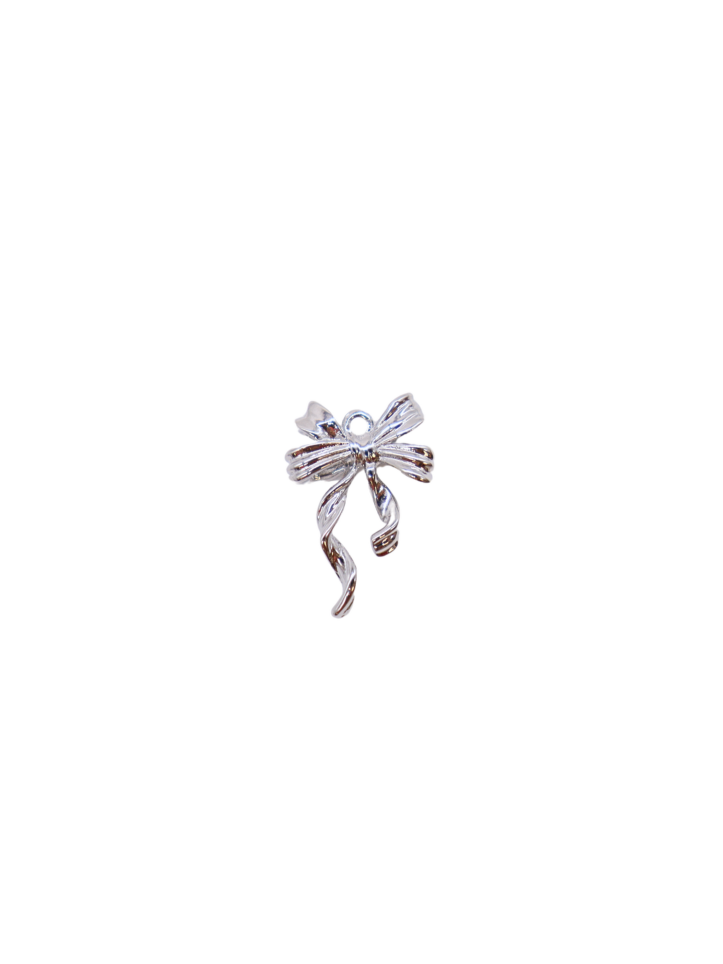 * Silver Ribbon Bow Charm