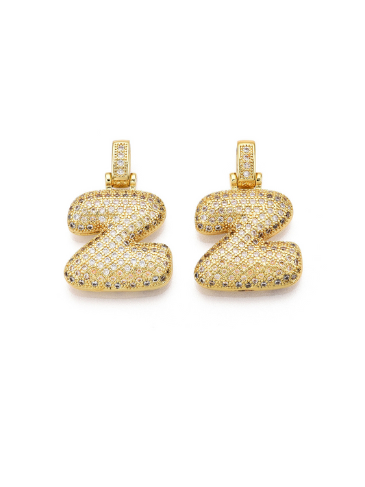 Gold Rhinestone Bubble Letter "Z" Charm