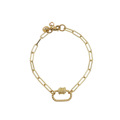 Gold Ashley Paperclip Chain Charm Bracelet with Small Bella Carabiner