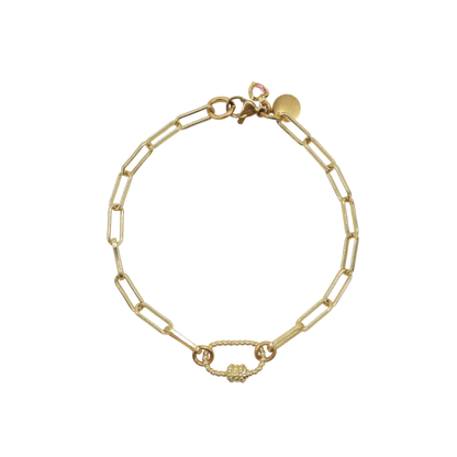 Gold Ashley Paperclip Chain Charm Bracelet with Micro Bella Carabiner