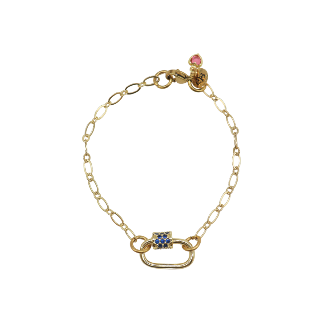 Gold Christie Charm Bracelet with Assorted Color Cubic Small Gabi Carabiner