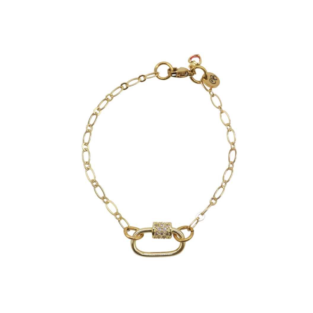 Gold Christie Charm Bracelet with Assorted Color Cubic Small Gabi Carabiner