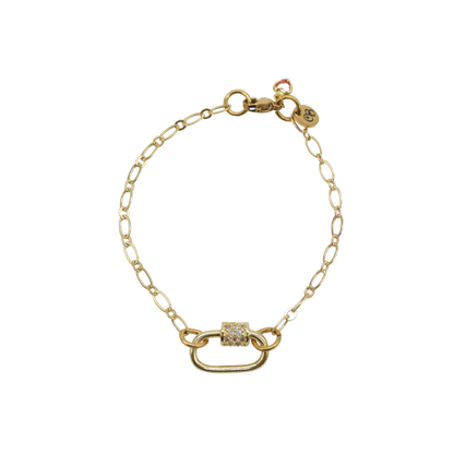 Transparent view of the Gold Christie Charm Bracelet with Assorted Color Cubic Small Gabi Carabiner