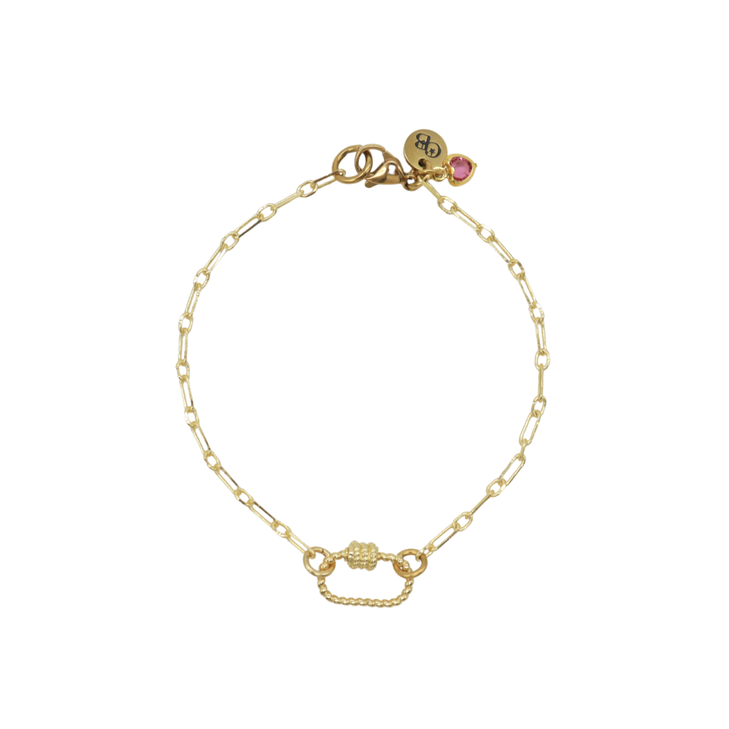 Transparent view of the Gold Madilyn Charm Bracelet with Micro Bella Carabiner