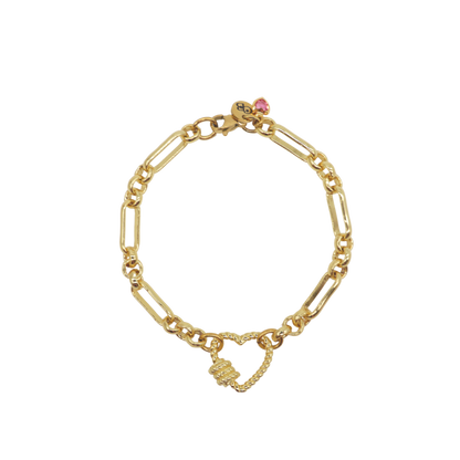 Transparent view of the Gold Anna Charm Bracelet with Heart Bella Carabiner