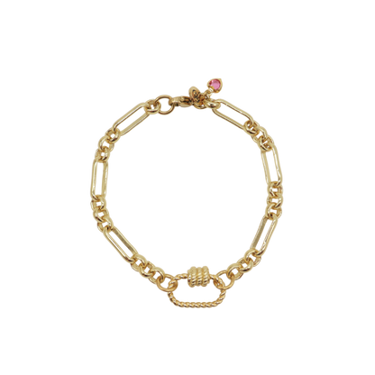 Transparent view of the Gold Anna Charm Bracelet with Small Bella Carabiner