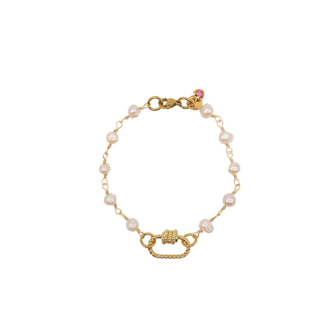 Transparent view of the Gold Beth Bracelet with Small Bella Carabiner