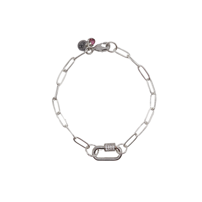 Silver Ashley (Flat) Chain Charm Bracelet with Small Gabi Carabiner