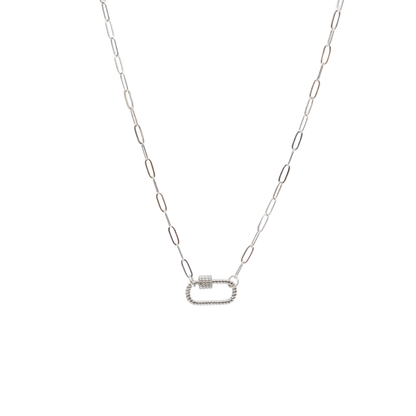 Transparent view of the Silver Ashley Necklace with Bella Carabiner