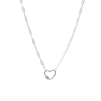 Transparent view of the Silver Ashley Necklace with Heart Gabi Carabiner