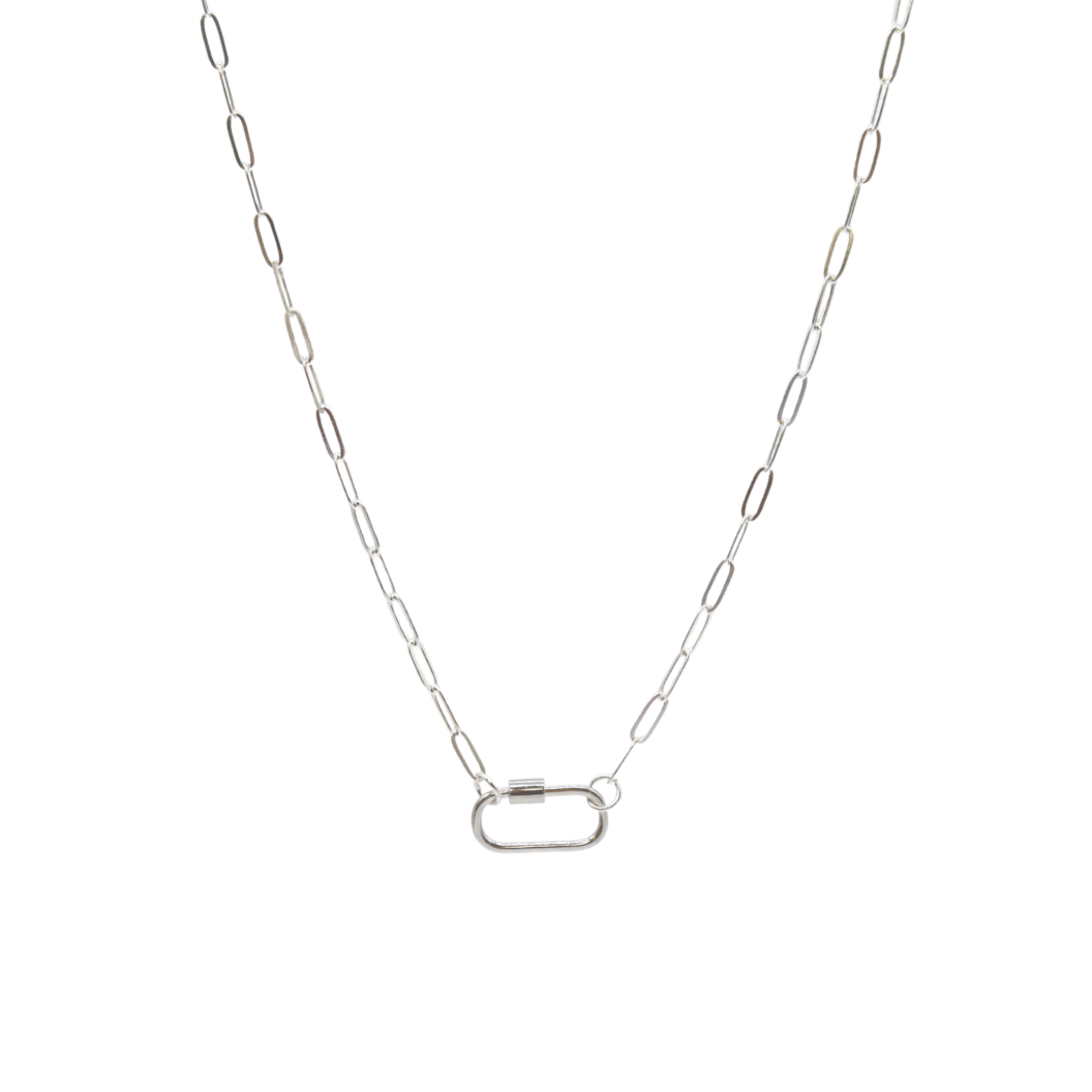 Silver Ashley (Flat) Necklace with Piper Carabiner