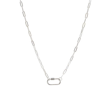 Silver Ashley (Flat) Necklace with Piper Carabiner