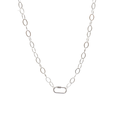 Transparent view of the Silver Avery Kate Necklace With Piper Carabiner