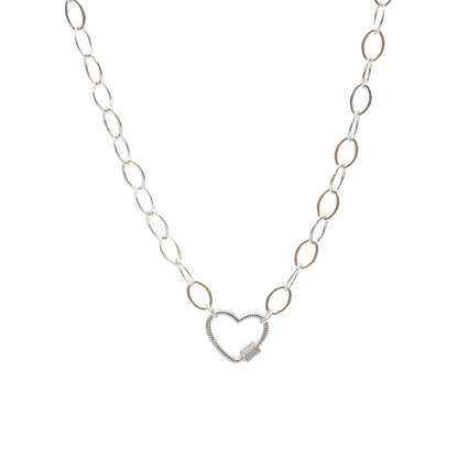 Transparent view of the Silver Avery Kate Necklace With Heart Gabi Carabiner