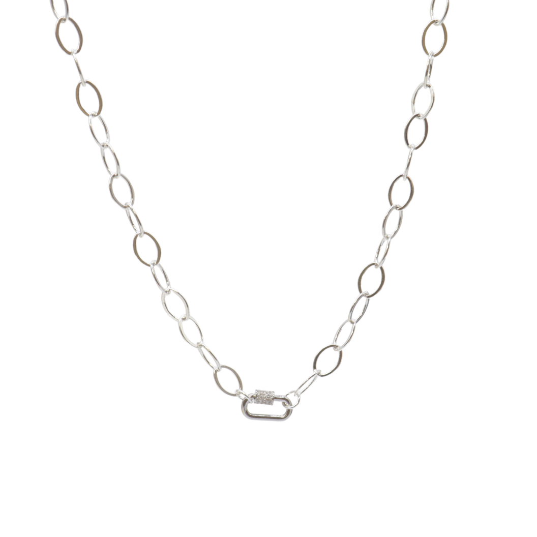 Transparent view of the Silver Avery Kate Necklace With Small Gabi Carabiner