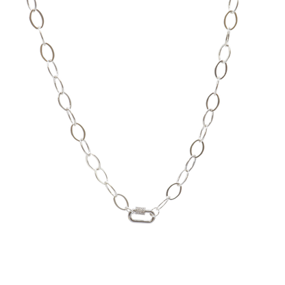 Transparent view of the Silver Avery Kate Necklace With Small Gabi Carabiner
