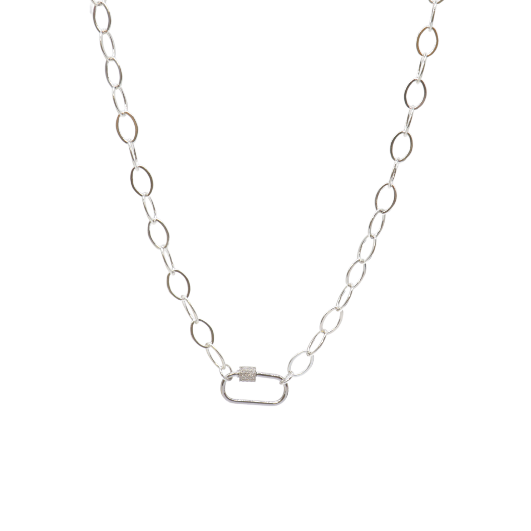 Transparent view of the Silver Avery Kate Necklace with Large Gabi Carabiner