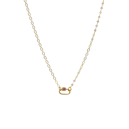 Transparent view of the Gold Christie Necklace with Assorted Color Cubic Zirconia Small Gabi Carabiner
