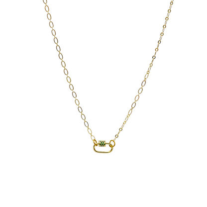 Transparent view of the Gold Christie Necklace with Assorted Color Cubic Zirconia Small Gabi Carabiner