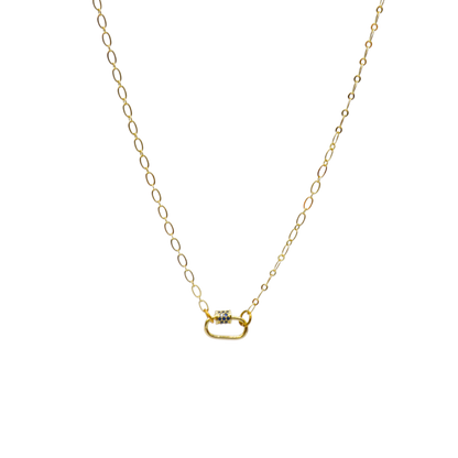 Transparent view of the Gold Christie Necklace with Assorted Color Cubic Zirconia Small Gabi Carabiner