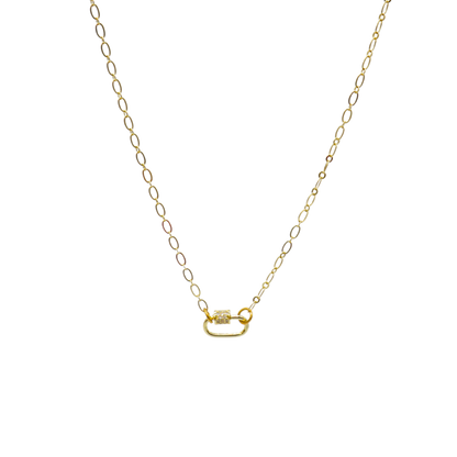 Transparent view of the Gold Christie Necklace with Assorted Color Cubic Zirconia Small Gabi Carabiner