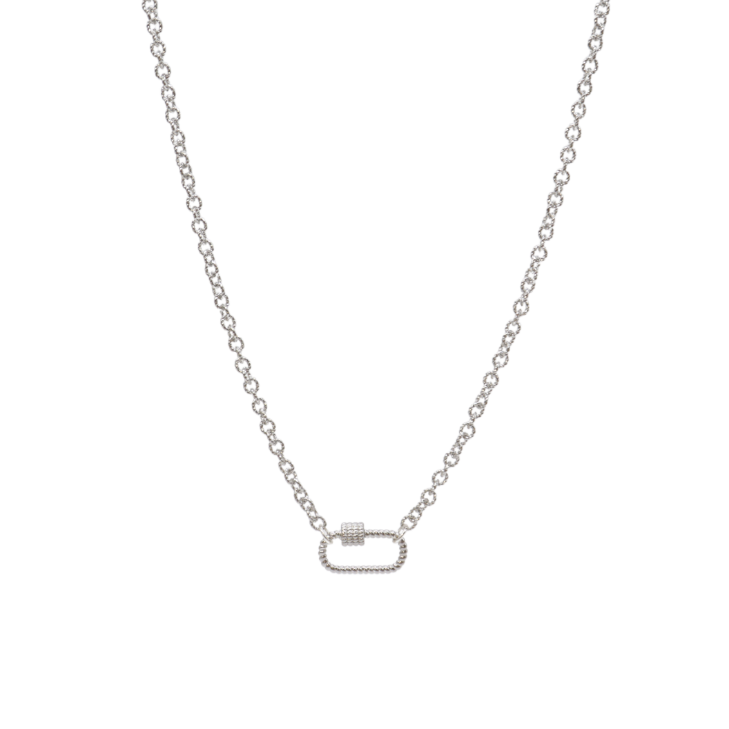 Transparent view of the Silver Ruth Necklace With Bella Carabiner