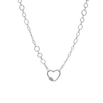 Transparent view of the Silver Emilia Necklace With Heart Gabi Carabiner