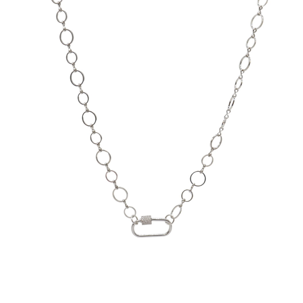 Transparent view of the Silver Emilia Necklace With Large Gabi Carabiner