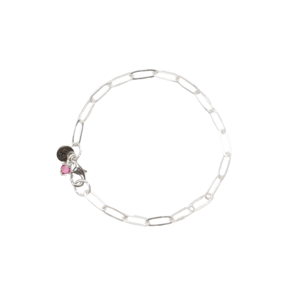 Transparent view of the Silver Ashley Paperclip Charm Bracelet
