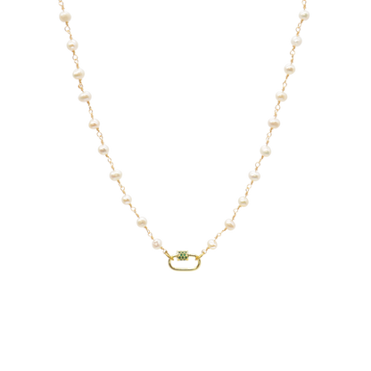 Transparent view of the Gold Beth Charm Necklace with Assorted Color Cubic Zirconia Small Gabi Carabiner