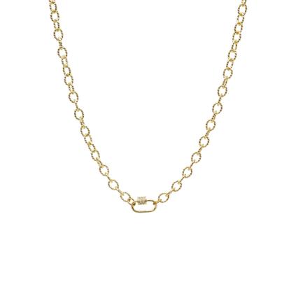 Transparent view of the Gold Alexis Necklace with Assorted Color Cubic Zirconia Small Gabi Carabiner