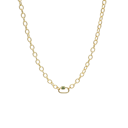 Transparent view of the Gold Alexis Necklace with Assorted Color Cubic Zirconia Small Gabi Carabiner