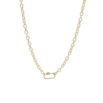 Transparent view of the Gold Alexis Necklace with Large Gabi Carabiner