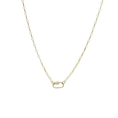 Transparent view of the Gold Paige Necklace with Assorted Color Cubic Zirconia Small Gabi Carabiner