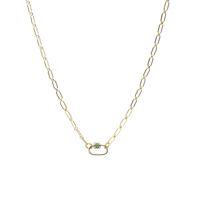 Transparent view of the Gold Paige Necklace with Assorted Color Cubic Zirconia Small Gabi Carabiner