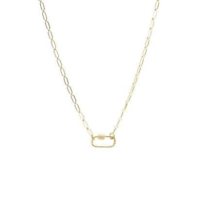 Transparent view of the Gold Paige Necklace with Bella Carabiner