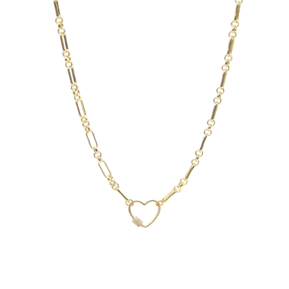 Transparent view of the Gold Anna Necklace with Heart Gabi Carabiner