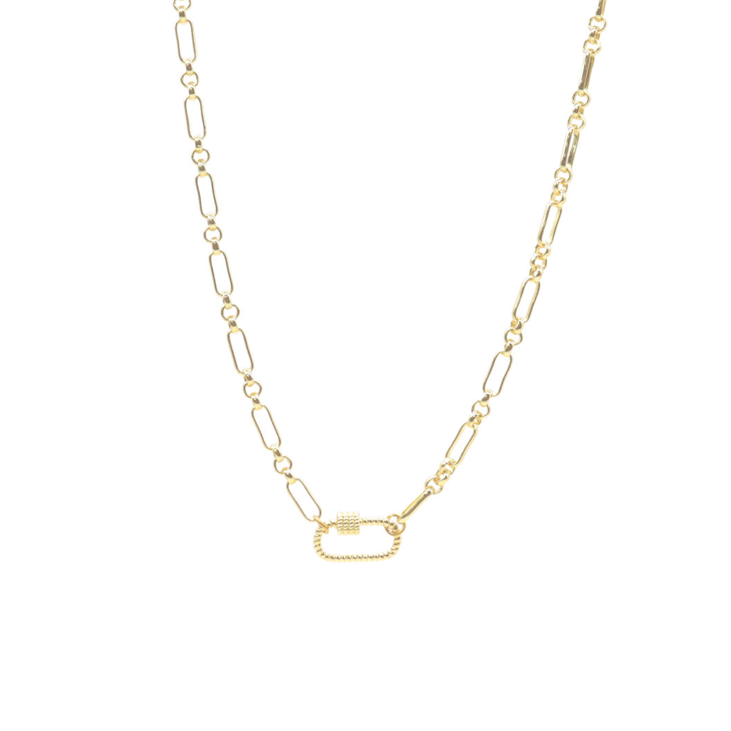 Transparent view of the Gold Anna Necklace with Bella Carabiner