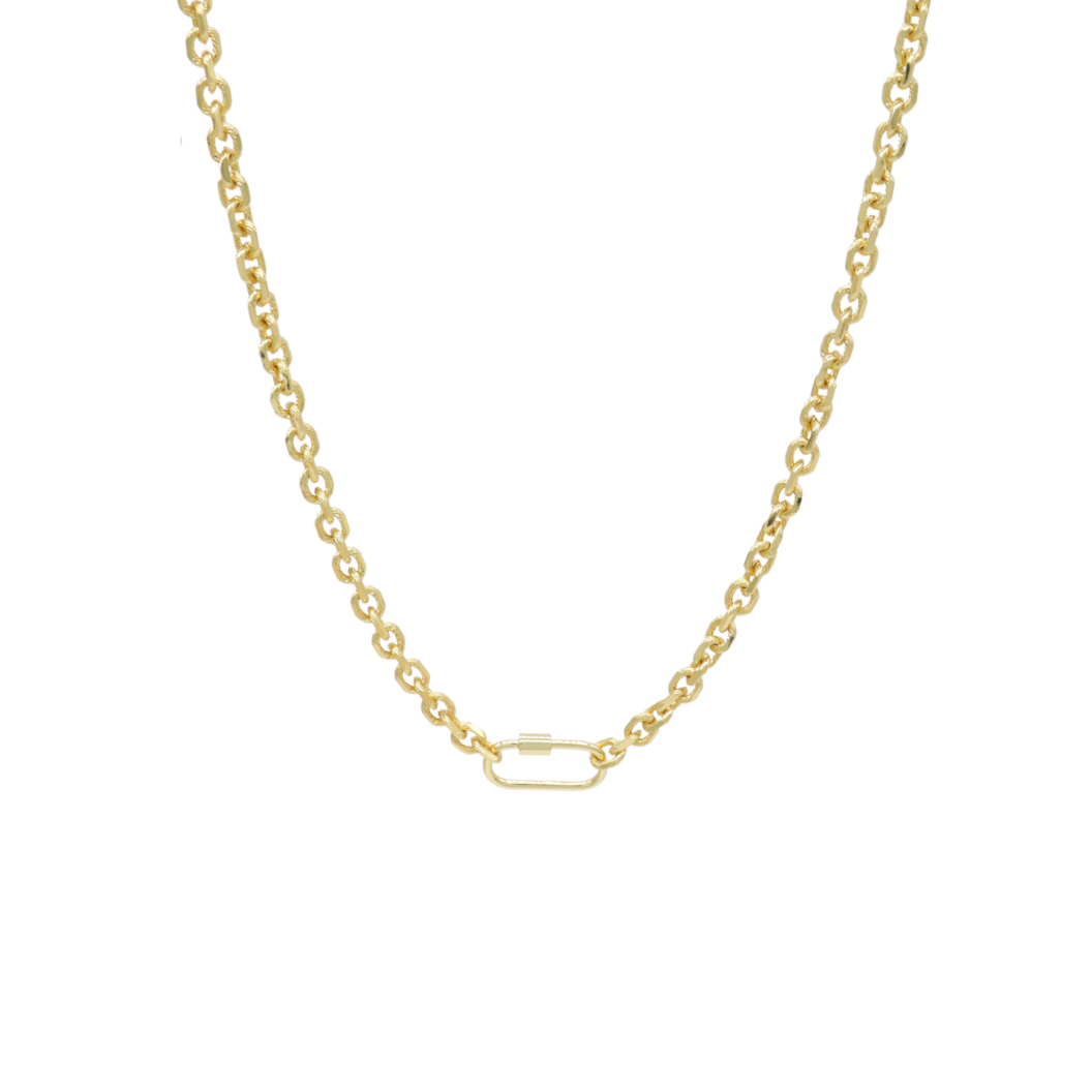 Transparent view of the Gold Jamesyn Necklace with Piper Carabiner 