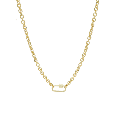 Transparent view of the Gold Jamesyn Necklace with Bella Carabiner 