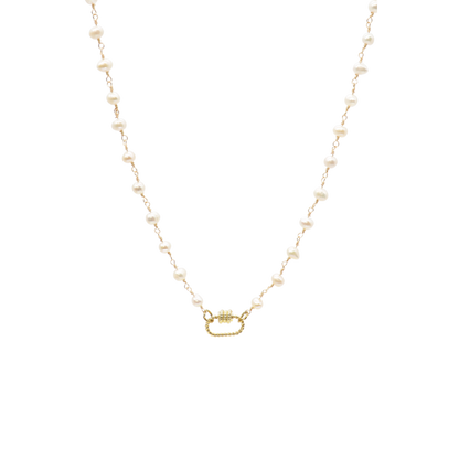 Transparent view of the Gold Beth Charm Necklace with Small Bella Carabiner