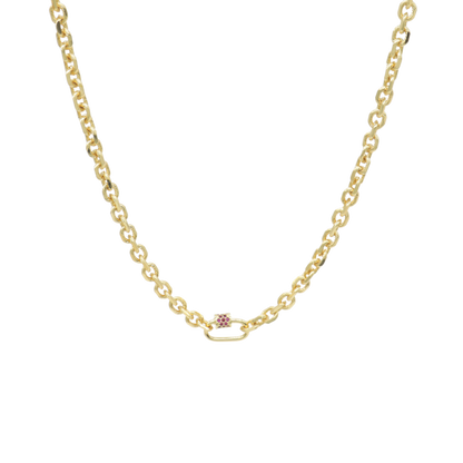 Transparent view of the Gold Jamesyn Necklace with Assorted Color Cubic Zirconia Small Gabi Carabiner