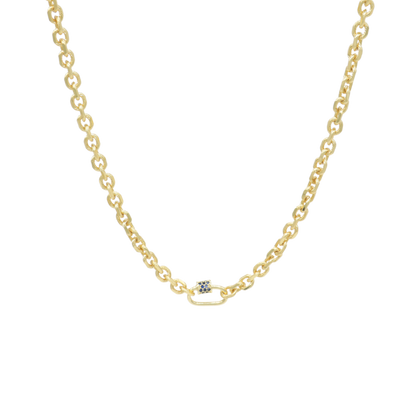 Transparent view of the Gold Jamesyn Necklace with Assorted Color Cubic Zirconia Small Gabi Carabiner