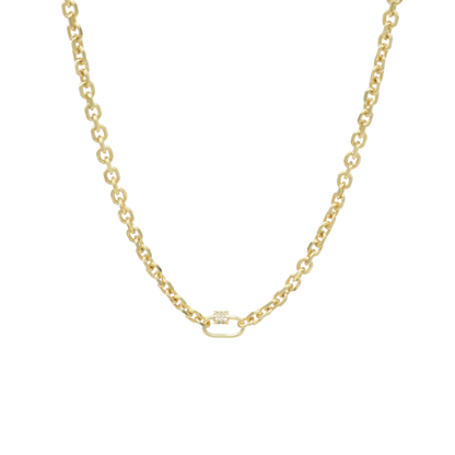 Transparent view of the Gold Jamesyn Necklace with Assorted Color Cubic Zirconia Small Gabi Carabiner
