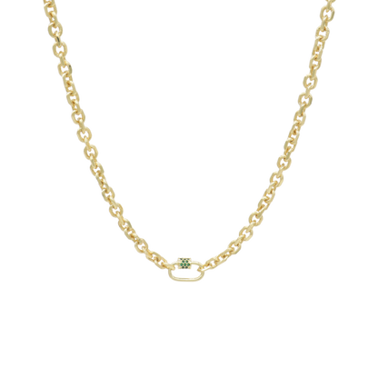 Transparent view of the Gold Jamesyn Necklace with Assorted Color Cubic Zirconia Small Gabi Carabiner